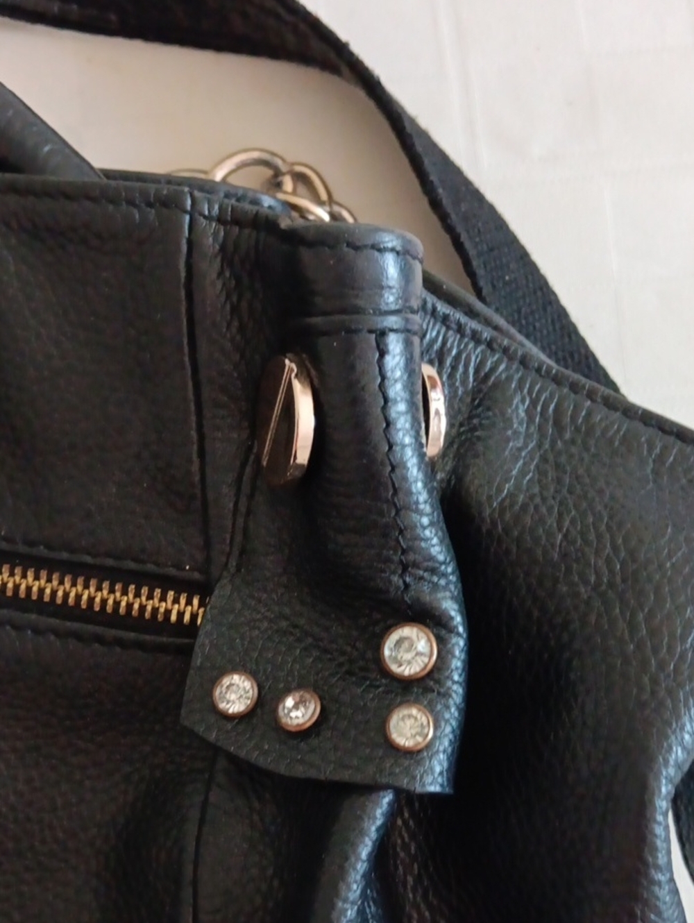 FJ Italian Leather Satchel & crossbody bag -- pebbled Black - Picture 7 of 8